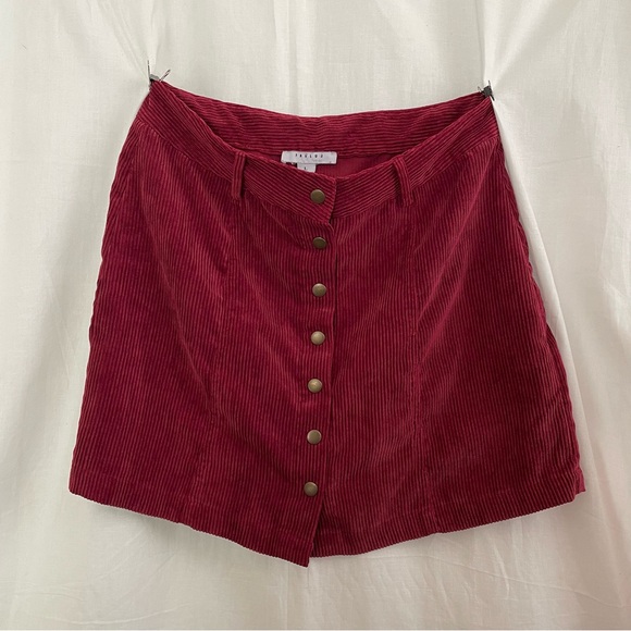 Burgundy Wine Corduroy Mini Skirt - Picture 1 of 5